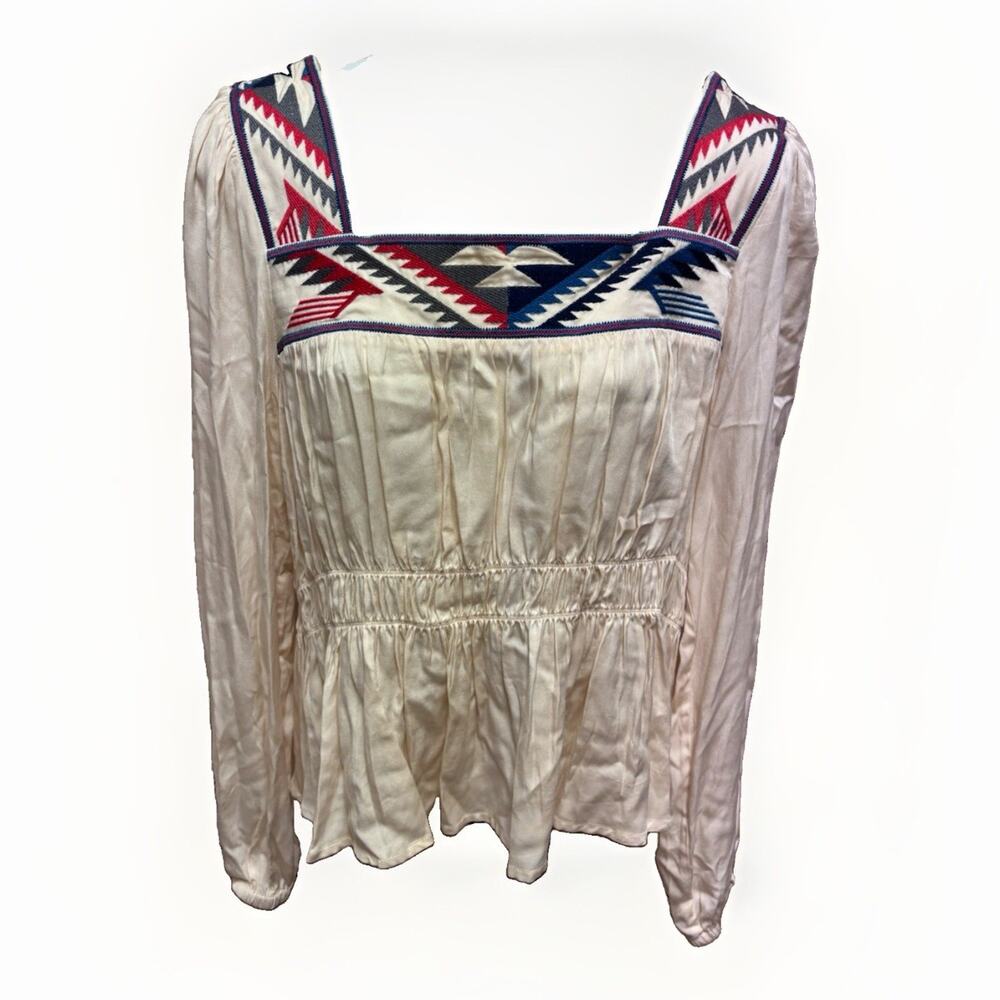 Ariat Chimayo Womens M Blouse Centinela Southwestern Embroidered Western Top